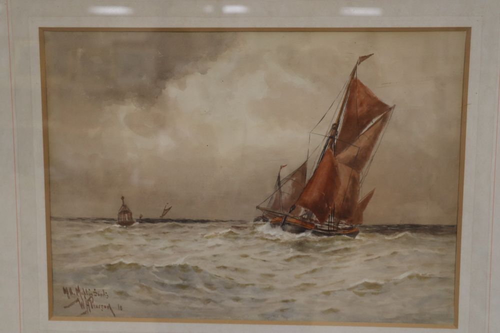 William Henry Pearson, watercolour, Off the Maplin Sands, signed, 25 x 35cm